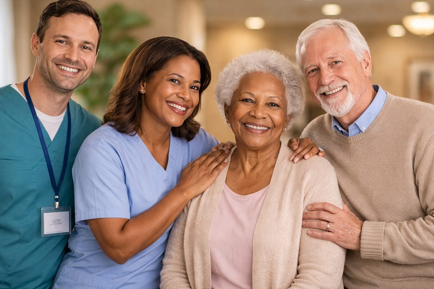 Caregiver and senior sharing a warm moment